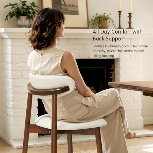 CHUN YI Dining Chairs Set of 8, Upholstered Wooden Dining Room Chairs, Mid Century Modern Fabric Kitchen Chair with Ergonomic Curved Backrest, Beige (Only Chairs) - color: Beige, size: Set of 8