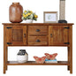 LKTART Solid Wood Farmhouse Console Table,Sofa Table with Storage Drawers and Shelves,Entryway Table for Entry Hallway Foyer Sofa Side Table,Easy Assembled (46.5" Brown) - color: Brown