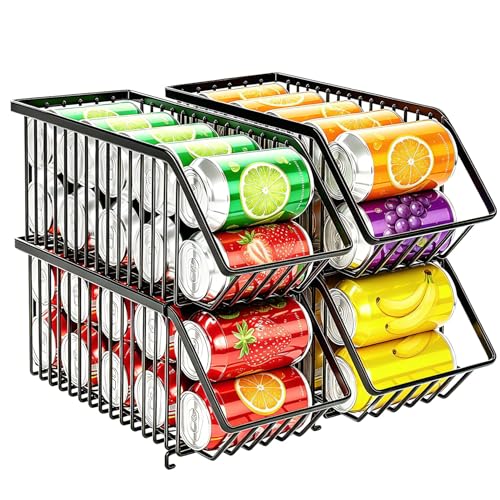 Soda Can Organizer of 4 Pack,Stackable Can Organizer For Pantry, Soda Storage, Soup Soda Can Dispenser, Can Storage Rack for Pet Food Cans