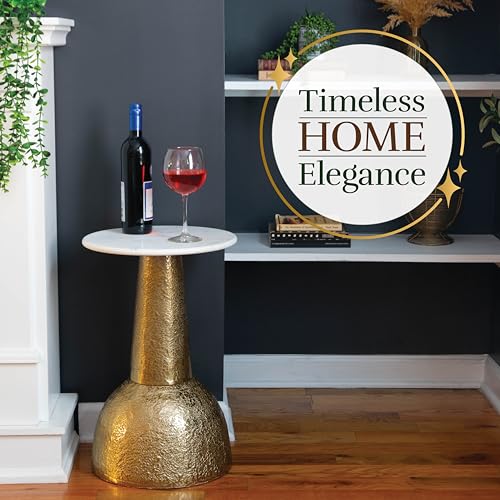 OBJET D'ART Cupola Small Round Gold End Table, 22" H | Vintage Metal Accent, Side Table, Pedestal, Cocktail, Drink Table, Living Room, Small Spaces, Modern Look, Quality Build - style: Cupola
