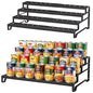 Attelite 4 Tier Expandable Can Rack Organizer for Pantry, Adjustable 13"-21" Metal Soda Can Organizer, Pantry Organization Canned Food Storage Holder for Kitchen Cabinet Countertop, Black 2Pack - size: 4tier*2pack
