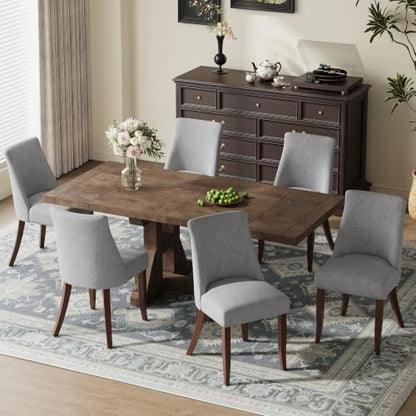 COLAMY Upholstered Dining Chairs Set of 2, Mid Century Modern Kitchen Chairs with Back, Farmhouse Fabric Side Dining Room Chairs with Wood Legs for Dining Room Restaurant, Light Grey - color: Light Grey, size: Set of 2