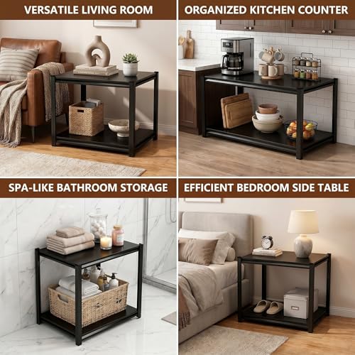 2 Tier Metal Bookshelf, Adjustable Tall Bookcase, Heavy Duty 1200 LBS Modern Deep Book Shelf, Bolt-Free Storage Shelves for Living Room, Home Office, Garage, 15.7" W x 15.7" D x 22.0" H - size: 2 Tier-15.7"W x 15.7"D x 22.0"H