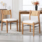 BESTANO Modern Armless Dining Chairs with Rope Woven Back Set of 2, Beige Linen Fabric Upholstered Kitchen & Dining Room Chairs, Mid-Century Classic Farmhouse Wooden Side Chair - color: Beige, size: 2 Chairs