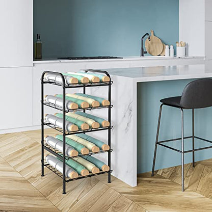 Water Bottle Organizer 5 Tier FreeStanding Water Bottle Storage Shelf Adjustable Water Bottle Holder Stand Metal Beverage Can Rack for Pantry Kitchen Party Black - size: 5 TIER