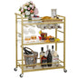 3 Tier Bar Cart, Small Beverage Cart, Mini Bar Cart with Wine Rack, Compact Mini Bar Cart - Please Refer to the Exact Dimensions for Usage Matching Dimensions: 22" W × 13" D × 35.8" H GBC507G - color: Gold, size: General