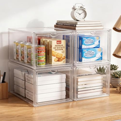 XL Shoe Boxes Clear Plastic Stackable, Extra Large Acylic Display Case, 5 Pack Drop Front Shoe Box with Magnetic Lid,Fit up to Size 15(5 PACK ACYLIC) - color: 5 PACK ACYLIC