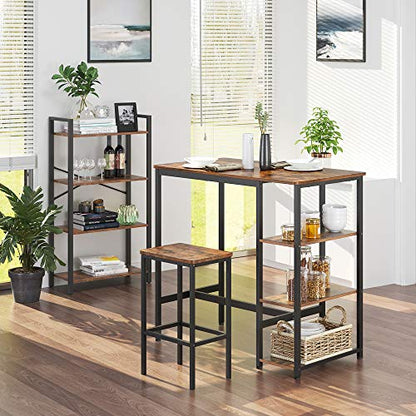 VASAGLE Bar Table with Sturdy Metal Frame, Easy Assembly, Industrial Design, 23.6 x 42.9 x 39.4 inches, Rustic Brown - color: Rustic Brown + Ink Black, size: 42.9"W, style: Industrial