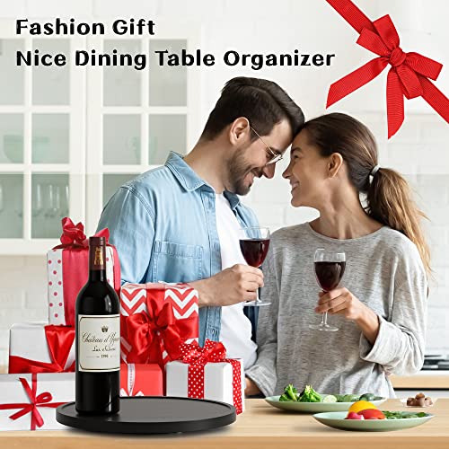 Lazy Susan Organizer Homerays 9 Inch Non-Skid Bamboo Lazy Susan for Kitchen Rotating Spice Rack for Kitchen Cabinet, Wood Turntable for Kitchen Countertop Organizer Black - size: 9" - Black