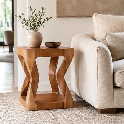 Rutledge & King Wooden End Table - Unique Wooden Side Table - Mid Century Side Table - Saur Wood Decor - Small Accent Table - Mid Century Modern - color: Natural, style: Barnett