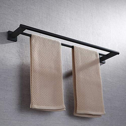 Miyili 23.6-Inch Matte Black Double Towel Bar - SUS 304 Stainless Steel Bathroom Towel Holder Rack - color: Matte Black, size: 24-Inch