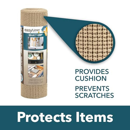 EasyLiner Select Grip Shelf Liner - Easy to Install & Cut to Fit - Non Slip, Non Adhesive, Drawer Shelf & Cabinet Liner for Kitchen, Bathroom, Pantry Cupboards, 12 in x 24 ft (1 Roll), 24 ft, White - color: White, size: 12-Inch x 24 Feet
