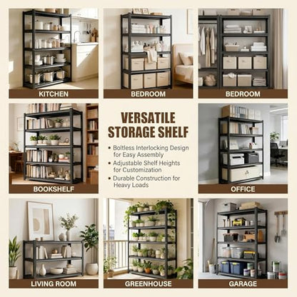 3 Tier Metal Bookshelf, Adjustable Tall Bookcase, Heavy Duty 1800 LBS Modern Deep Book Shelf, Bolt-Free Storage Shelves for Living Room, Home Office, Garage, 35.4" Wx 11.8" Dx 31.5" H - size: 3Tier-35.4"Wx 11.8"Dx 31.5"H