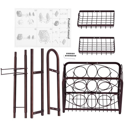 Oasis Creations Toilet Paper Holder Tissue Rack Stand with Magazine Toilet Roll Storage Basket- Freestanding, Bronze Metal - color: Bronze