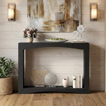 Narrow Console Table, 5.9'' Thin Entryway Table, Behind Couch Table for Small Spaces, Small Farmhouse Hallway Table, for Living Room, Hallway, Foyer, Black CT19BK - color: Black