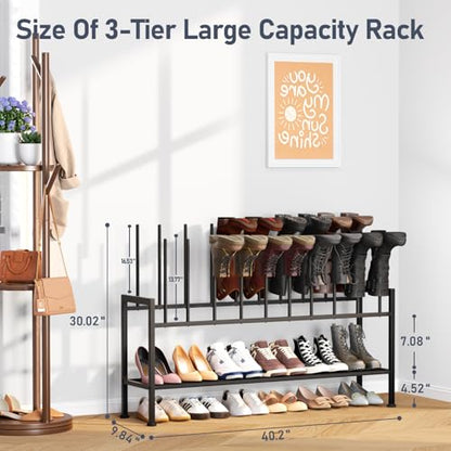 DIMJ Boot Rack 3-Tier - Black Metal Boot Storage Rack for Tall Boots Organizer Tall Boots, Multiuse Shoe Rack for Boots, Sneakers, High-Heels, Entryway, Fit for 10 Pairs, Black - size: 3-Tier 10 Pair