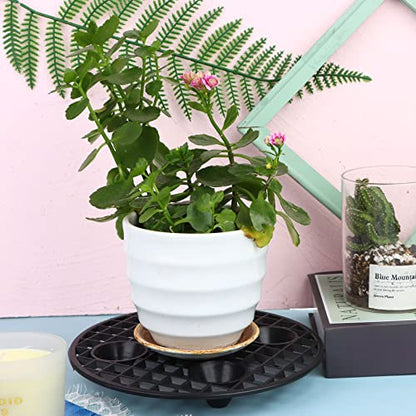 4 Pcs Plant Pot Elevator, Heavy Duty Stand, Black Round Plant Holder, 8 Inch Plastic Risers for Indoor Outdoor Garden Deck Floor Protector (4 Pieces)