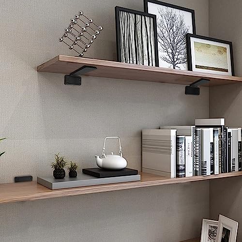 HITOMEN Heavy Duty Floating Shelf Brackets, 4-Inch (1/5'' Thick) Hidden Shelves Hardware, Iron L Brackets, Rustic Industrial Black Metal Wall Shelving Supports, 4 Pack - size: 4 Inch, style: 4 Pack