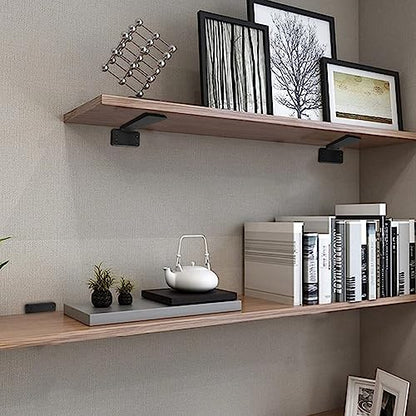 HITOMEN Heavy Duty Floating Shelf Brackets, 10-Inch (1/5'' Thick) Hidden Shelves Hardware, Iron L Brackets, Rustic Industrial Black Metal Wall Shelving Supports, 6 Pack - size: 10 Inch, style: 6 Pack