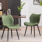 Kidol & Shellder Dining Chairs Set of 2, PU Leather Upholstered Kitchen Chairs with Back Armless, Mid Century Modern Side Chair for Dining Room, Living Room, Lounge, Restaurant, Bean Green - color: Bean Green