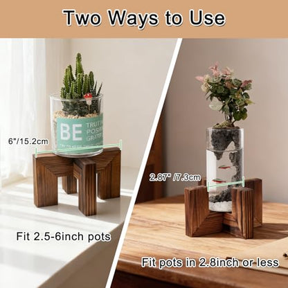 Vigordream Plant Stand, Indoor/Outdoor Wood Plant Holder, Flower Pot Stand | Sturdy Planter Stands, Mid Century Modern Single Plant Riser, Wooden Floor Flower Stand