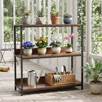 Tangkula 3-Tier Bookshelf, Industrial Small Bookcase with Wooden Shelves and Metal Frame, Rustic Open Display Shelf Storage Organizer for Living Room and Home Office (Rustic Brown, 1 Pack)