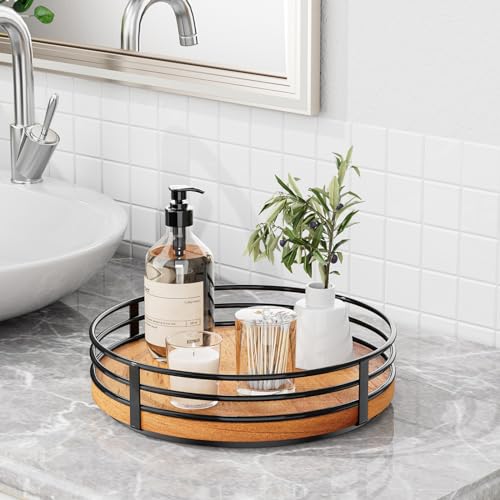 Wood Lazy Susan Turntable Organizer - 11" Round Wooden Lazy Susan for Cabinet Kitchen Countertop Dining Table Pantry Cupboard Bathroom Coffee Bar Spice Storage Home Decor - size: 11 inch 1 Tier