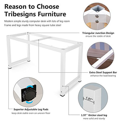 Tribesigns Computer Desk, 63 inch Large Office Desk Computer Table Study Writing Desk for Home Office, White - color: White, size: 63*23.6 inch