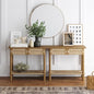 Nathan James Beacon Wooden Sofa Console Table with Drawers, Bohemian Entryway Accent, Hallway Furniture with Seagrass Shelf, Light Brown, Set of 2 - color: Beacon Light Brown/Seagrass, size: Set of 2
