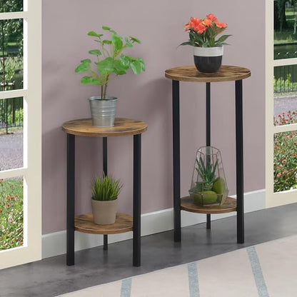 Convenience Concepts Graystone 2 Tier Tall Plant Stand 31" - Industrial Stand for Plants, Vases, and Antiques, Urban Modern Design for the Living Room, Hallway, Entryway, Barnwood/Black - color: Barnwood/Black
