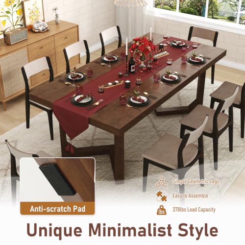 Hlivelood 71 Inch Farmhouse Dining Table, Solid Wood Rustic Kitchen Table, Large Wooden Rectangular Dinner Table for Dining Room, Home Office, Living Room Furniture, Easy Assembly, Walnut - color: Walnut