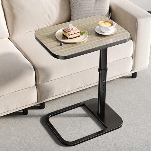 Adjustable Height TV Tray Table for Couch Eating & Small Spaces, Flip-Top Sofa Side Table with Safe Rounded Corners for Living Room, Bedroom & Apartment, Portable Laptop Snack Table, Gray - color: Grey