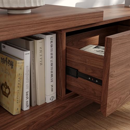 Extendable TV Stand for 65-100 Inch TVs, Modern Low Profile Entertainment Center & Media Console Collection for Living Room (Walnut, 68.5"-98.4") - size: 68.5"-98.4"