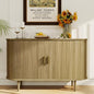 Fluted Sideboard Buffet Cabinet with Storage, 47" Mid-Century Modern Console Table with Sliding Doors, Wood Credenza for Dining Room, Coffee Bar Station, Brown