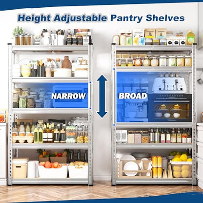 REIBII Storage Shelves 2020LBS Garage Shelving Heavy Duty Metal Shelving Adjustable 5 Tier Pantry Shelves for Garage Closet Kitchen Basement 28" W x 12" D x 59.8" H, 3 Pack - size: 28"W x 12"D x 59.8"H