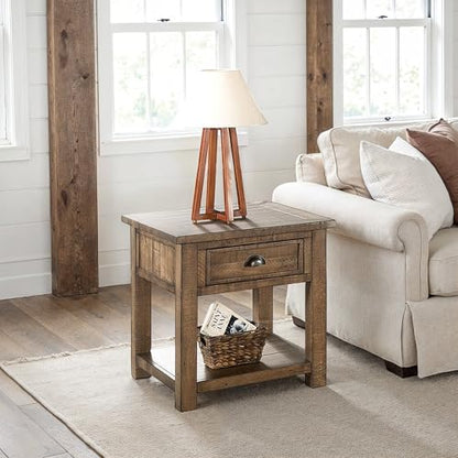 Martin Svensson Home Monterey Solid Wood End Table, Reclaimed Natural | Farmhouse Rustic, Coastal Side Table, Drawer and Shelf - color: Reclaimed Natural