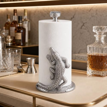 Arthur Court Alligator Paper Towel Holder Aluminum Metal 12.5 inch Stylish Kitchen Decor - size: 12.5 x 7 inches