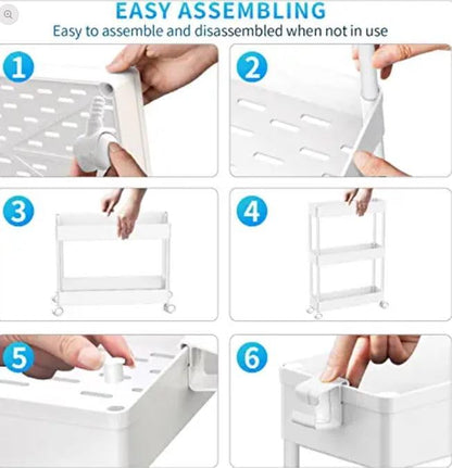 SPACEKEEPER Slim Rolling Storage Cart 4 Tier Bathroom Organizer Mobile Shelving Unit Utility Cart Tower Rack for Kitchen Laundry Narrow Places, White - color: White
