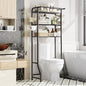 Simple Trending Over The Toilet Storage Cabinet, Metal Bathroom Shelf Organizer with Paper Holder and Hooks, 3 Tier, Black - color: Black With Towel Rack