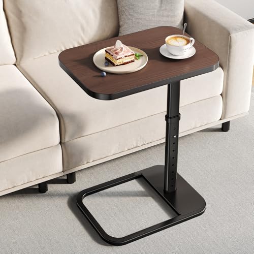 Adjustable Height TV Tray Table for Couch, Flip-Top Design | 19"-30" Height Range, 9-Position Lock System, Rounded Corners, Laptop Table, Snack Table, For Living Room & Bedroom - color: Espresso