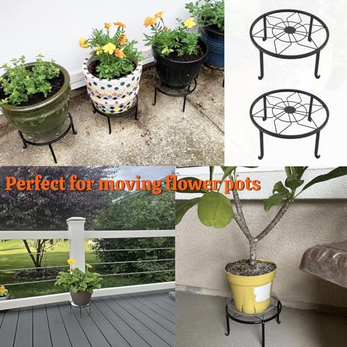 4 Pack 9 Inch Black Metal Plant Stand, Heavy Duty Outdoor & Indoor Plant Stands, Rustproof Wrought Iron Pot Stand for Garden, Patio, Balcony.