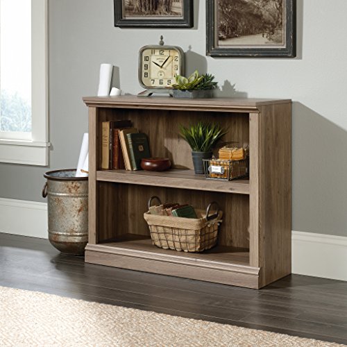 Sauder 2 Tier Book Shelf Wooden Bookcase Multipurpose Bookshelf for Home Office, Living Room, in Salt Oak - color: Salt Oak Finish