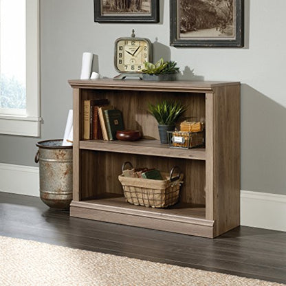 Sauder 2 Tier Book Shelf Wooden Bookcase Multipurpose Bookshelf for Home Office, Living Room, in Salt Oak - color: Salt Oak Finish