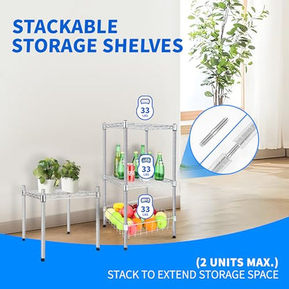 Simple Deluxe 1-Tier Shelving Unit, 15" W x 13.8" D x 15" H Wire Metal Stackable Storage, Chrome - size: 1-Tier, 15"W x 13.8"D x 15"H, style: 1 Pack