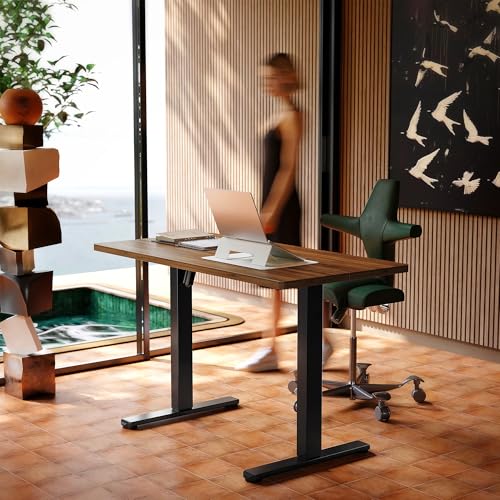 HUANUO Electric Standing Desk Adjustable Height, 4 Memory Height Settings, 40" x 24" Sit Stand Up Desk for Home Office & Computer Workstation, with Headphone Hook, Cable Manager, Walnut - color: Walnut, size: 40" X 24"