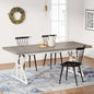 Tribesigns Farmhouse Dining Table for 6 People, 70.8-Inch Rectangular Wood Dining Table, Rustic Kitchen Table with Heavy Duty Metal Legs for Dining Room(Grey) - color: Grey/White