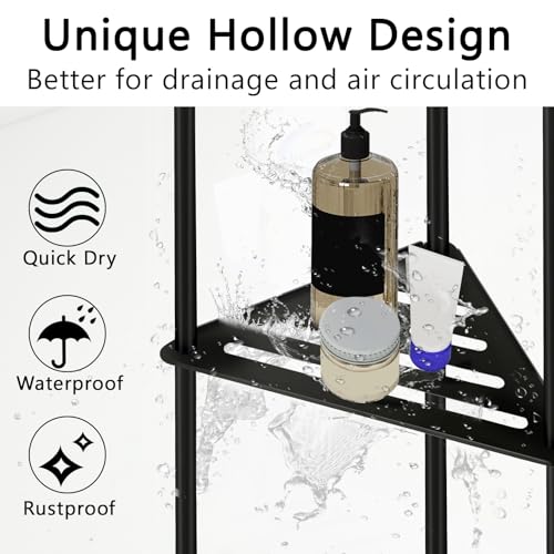 Standing Corner Shower Caddy, 4 Tier Stainless Steel Organizer Stand, Rustproof Shelves for Inside Shower, Black - size: 4 Tier