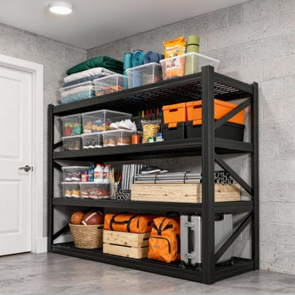 8000 LBS Heavy Duty Garage Shelving, 71" W x 24" D x 71" H 4-Tier Industrial Metal Storage Rack, Adjustable Steel Shelving Unit Holds 2000 LBS Per Shelf for Garage, Warehouse & Workshop - size: 4T 70.8" W x 24" D x 70.8" H
