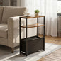 Leomonio Narrow Side Table, Slim End Tables with Fabric Basket, Skinny Table for Small Spaces, Thin Bedside Table for Living Room, Bedroom - color: Rustic Brown