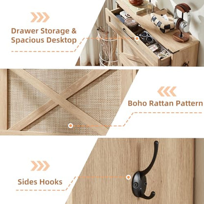 LEYAOYAO Shoe Cabinet Storage for Entryway with 2 Flip Drawers Rack Narrow Organizer Slim Hidden Wood Shoe Cabinet Furniture Natural Oak - color: Natural Oak